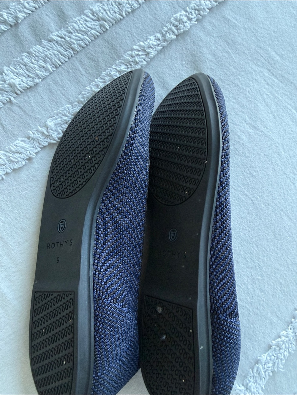 Rothy's Navy Chevron Round Toe Ballet Flats - Picture 2 of 4